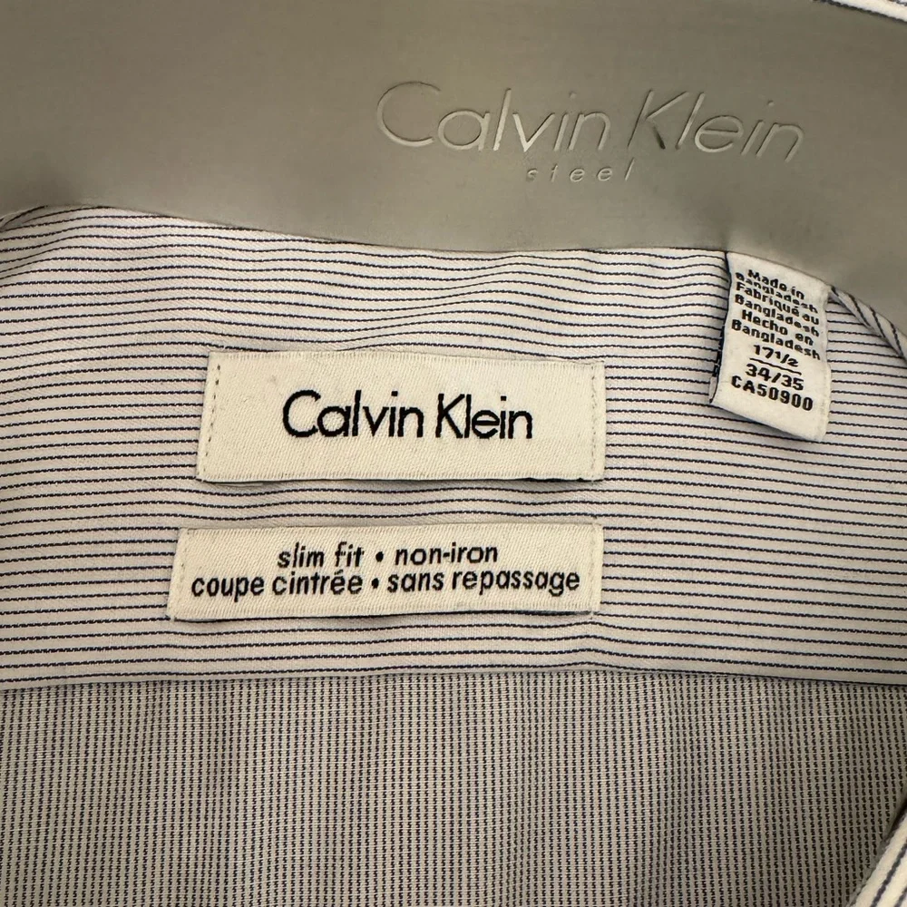 CK Steel  Men’s Blue 17.5 34/35 Slim Fit Dress Shirt - Picture 4 of 5